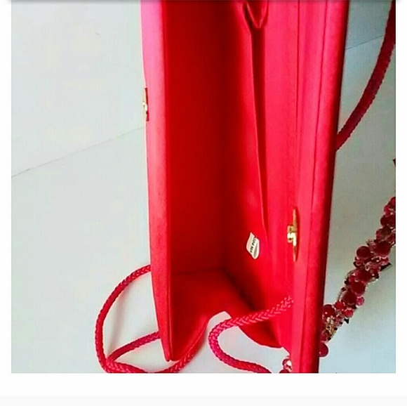 Red Satin Clutch Bag - Picture 7 of 8
